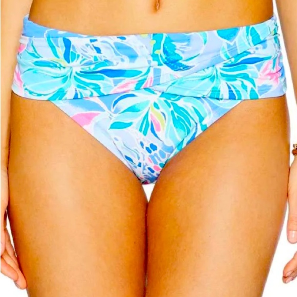 🌸 Lilly Pulitzer Lagoon Sarong Bikini Bottom in Bennett Blue Celestial S…